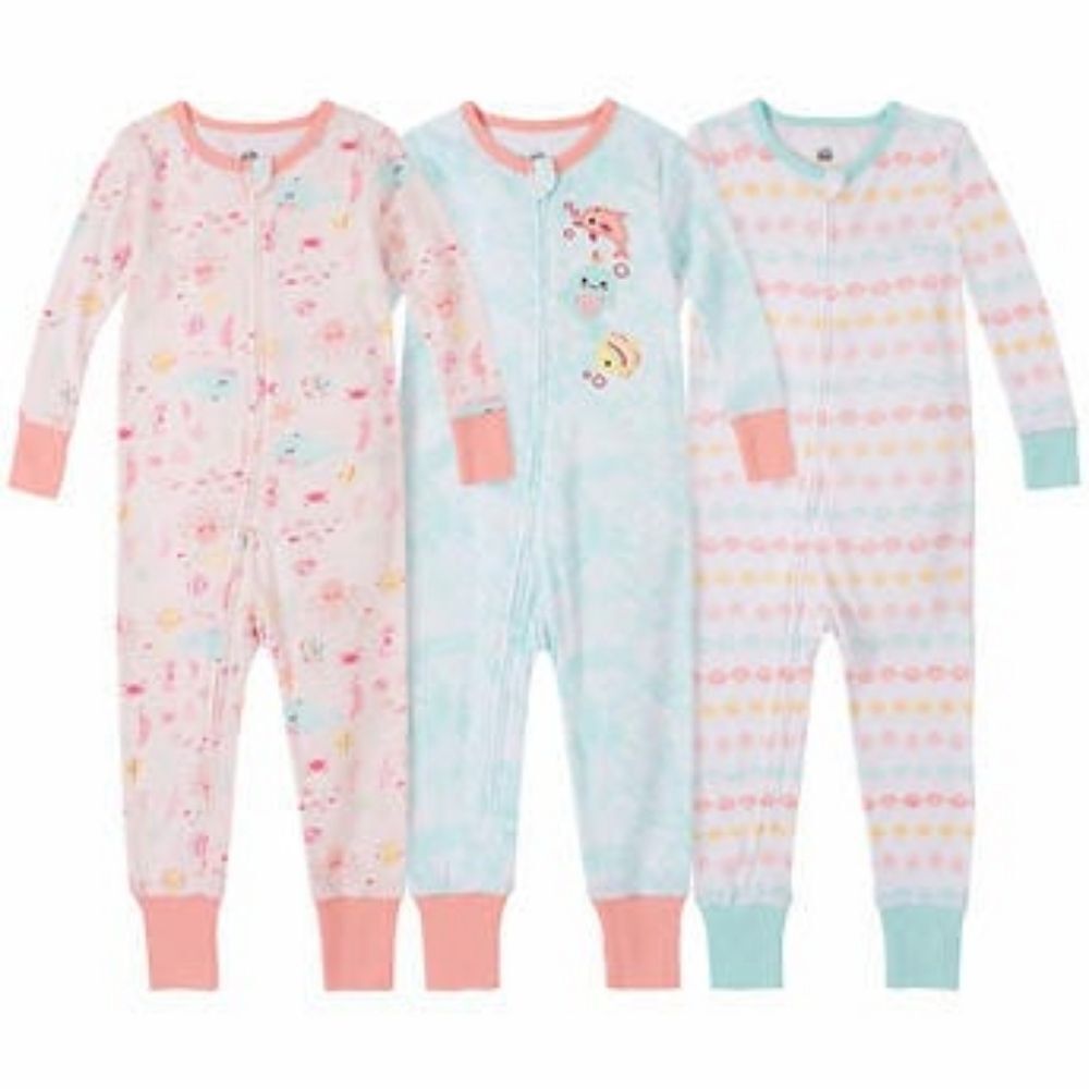 3-pack Kids Headquarters Kids' Cotton Sleepers, Sea Creatures - Picture 8 of 12